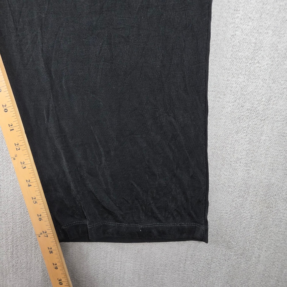 Slinky Brand Wide Leg Pants Women P1X Black Ribbed Elastic Waist Made in USA - Picture 7 of 16